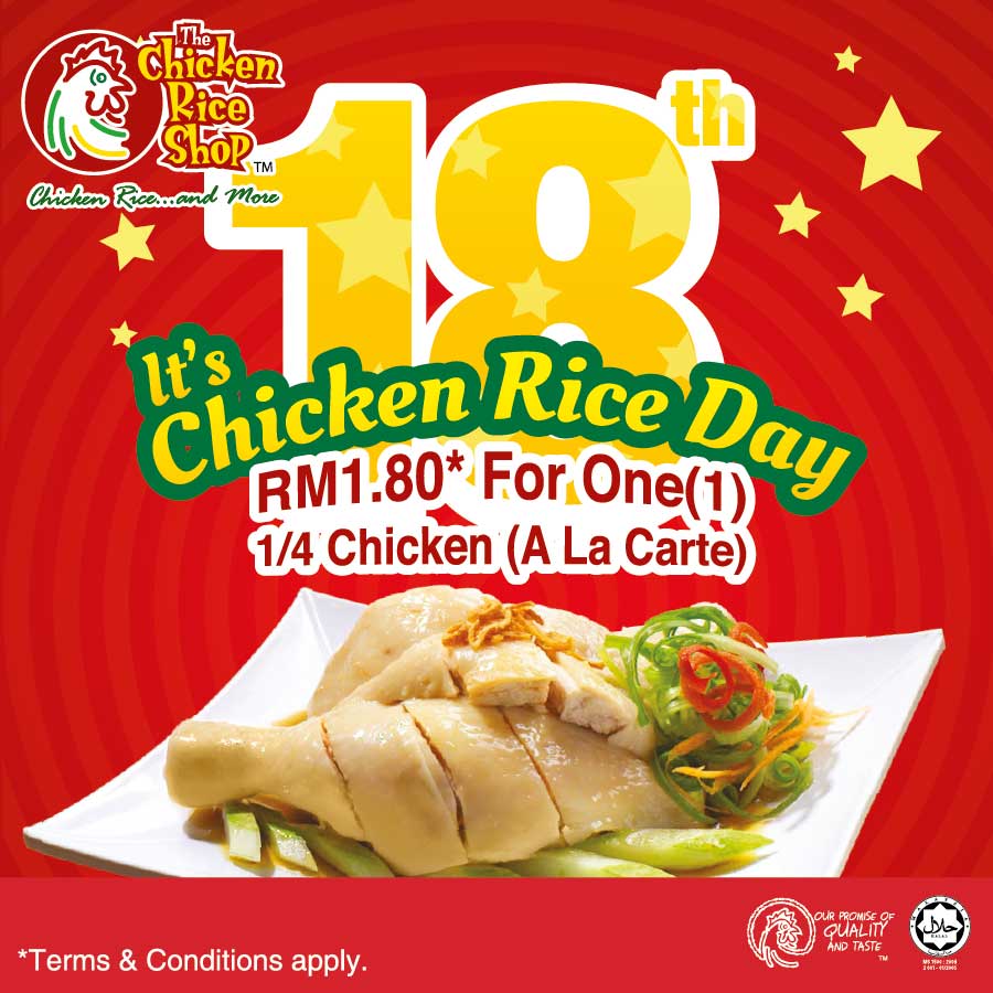 TCRS Chicken Rice Day on 18th Every Month Promotion